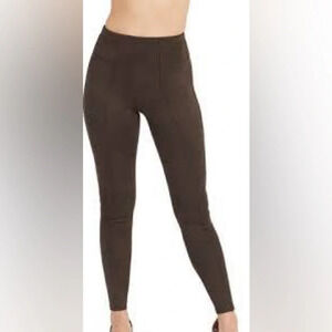 Spanx Faux Suede Leggings in Chocolate Brown - Size Large